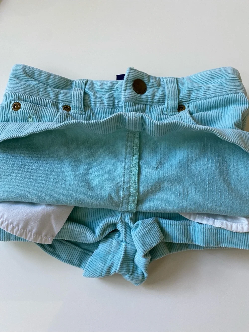 Ralph Lauren 4T Light Blue Corduroy A-Line Kids Skort with logo & cord shorts